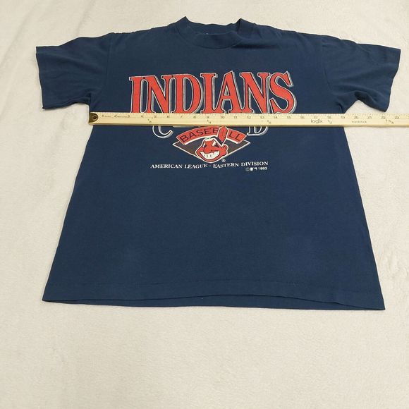 Vintage 1993 Trench Cleveland Indians Chief Wahoo Navy Blue T-Shirt Size Medium - Picture 6 of 8